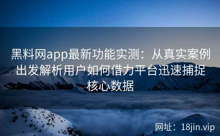 黑料网app最新功能实测：从真实案例出发解析用户如何借力平台迅速捕捉核心数据