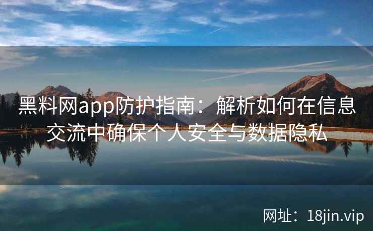 黑料网app防护指南：解析如何在信息交流中确保个人安全与数据隐私