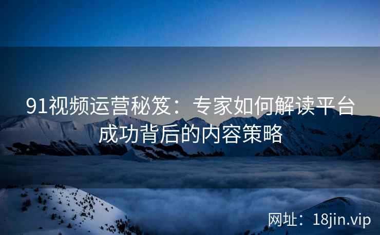 91视频运营秘笈：专家如何解读平台成功背后的内容策略