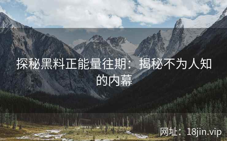 探秘黑料正能量往期：揭秘不为人知的内幕