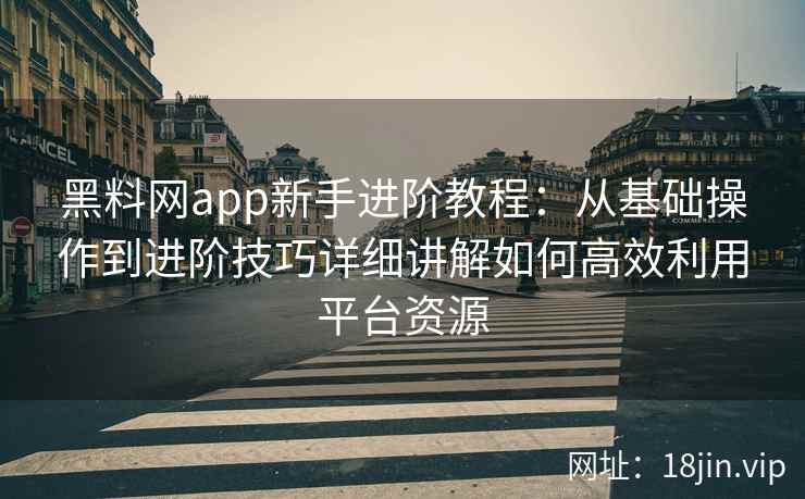 黑料网app新手进阶教程：从基础操作到进阶技巧详细讲解如何高效利用平台资源