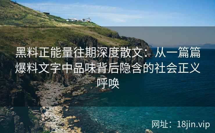 黑料正能量往期深度散文：从一篇篇爆料文字中品味背后隐含的社会正义呼唤
