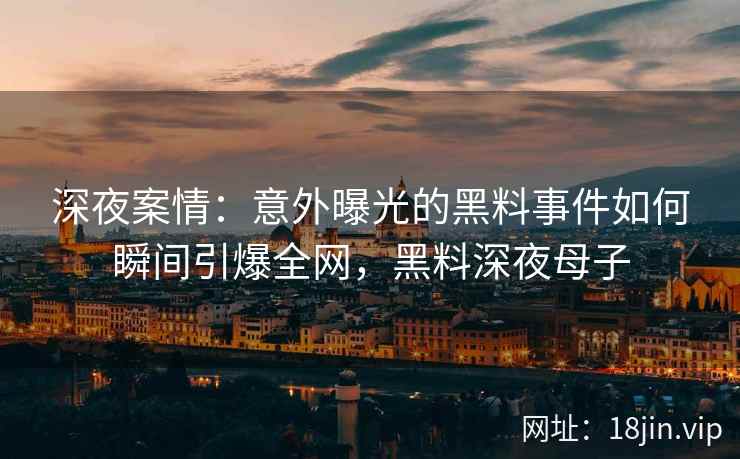 深夜案情：意外曝光的黑料事件如何瞬间引爆全网，黑料深夜母子