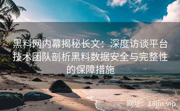 黑料网内幕揭秘长文：深度访谈平台技术团队剖析黑料数据安全与完整性的保障措施