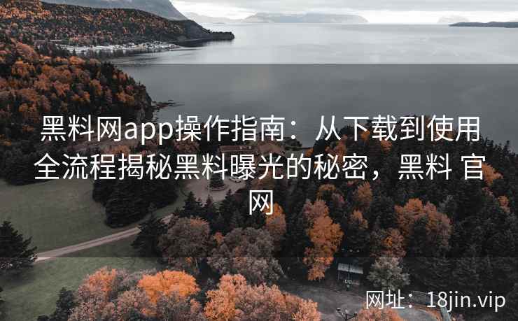 黑料网app操作指南：从下载到使用全流程揭秘黑料曝光的秘密，黑料 官网