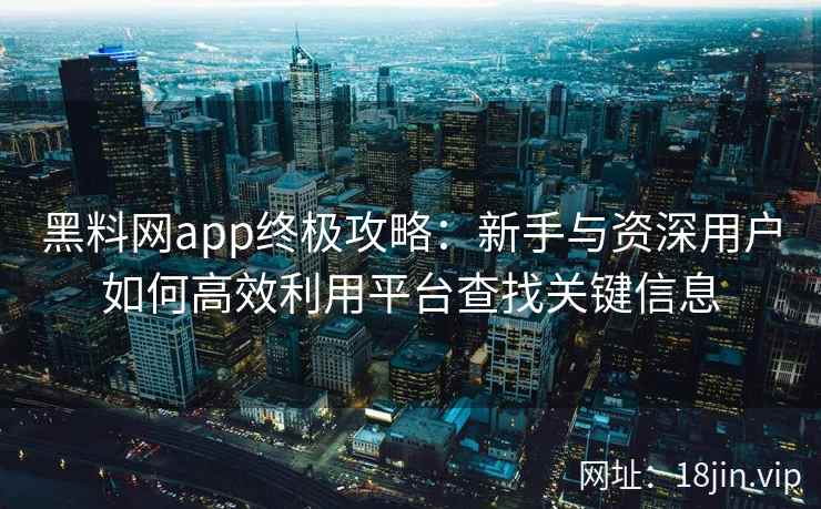 黑料网app终极攻略：新手与资深用户如何高效利用平台查找关键信息