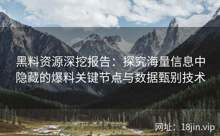 黑料资源深挖报告：探究海量信息中隐藏的爆料关键节点与数据甄别技术