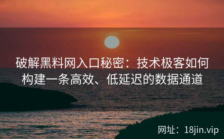 破解黑料网入口秘密：技术极客如何构建一条高效、低延迟的数据通道