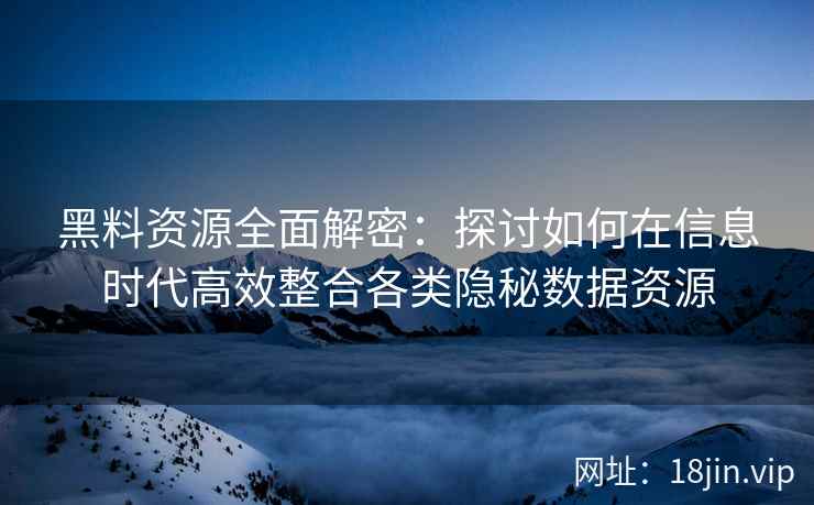 黑料资源全面解密：探讨如何在信息时代高效整合各类隐秘数据资源
